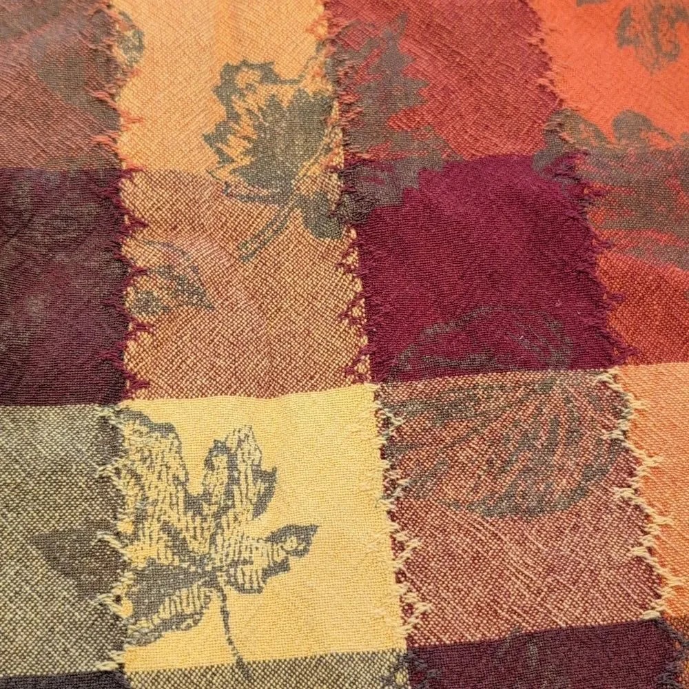 Vintage Fall Colors Embroidered Large Check Rectangular Tablecloth